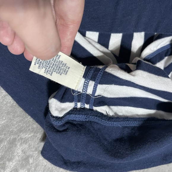 Y2K American Eagle Top Womens Large Navy White Striped Hooded Kangaroo Pocket - Picture 5 of 6